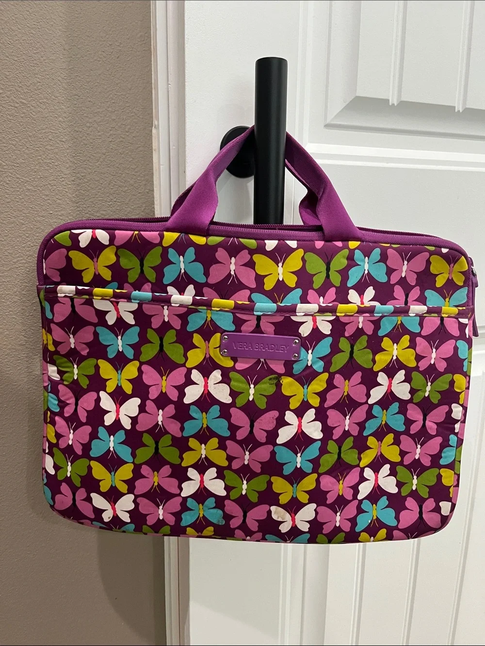 Vera Bradley Purple Butterfly Print Laptop Bag
